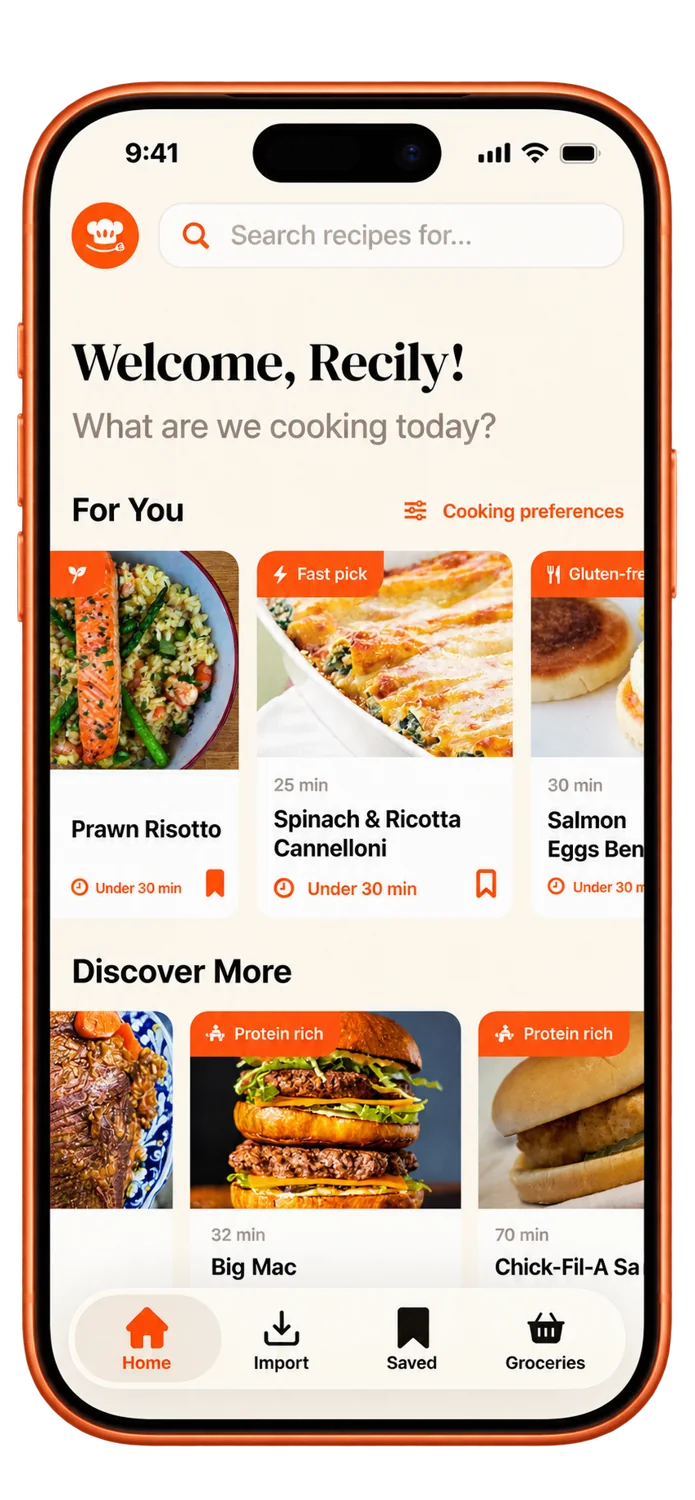 More than 500 recipes available in the Recily app